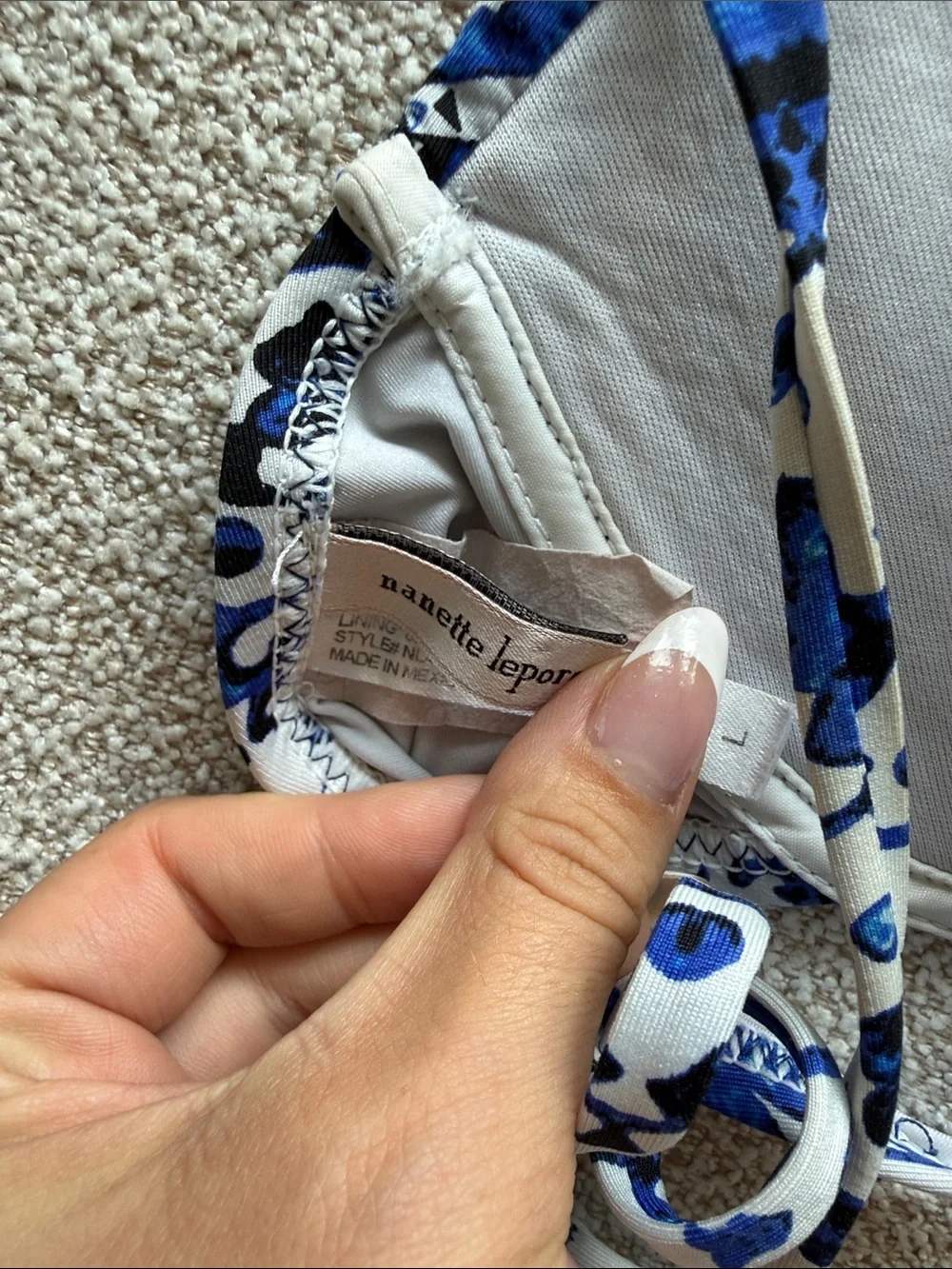 Nanette Lepore Blue and White Floral Underwire Bikini Top